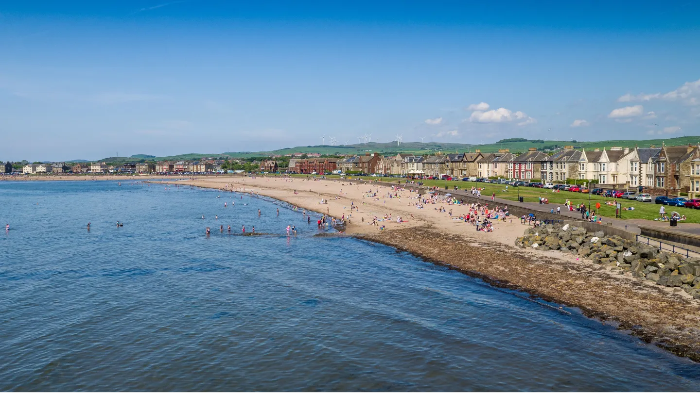 Sandy beach and Three Towns seafront